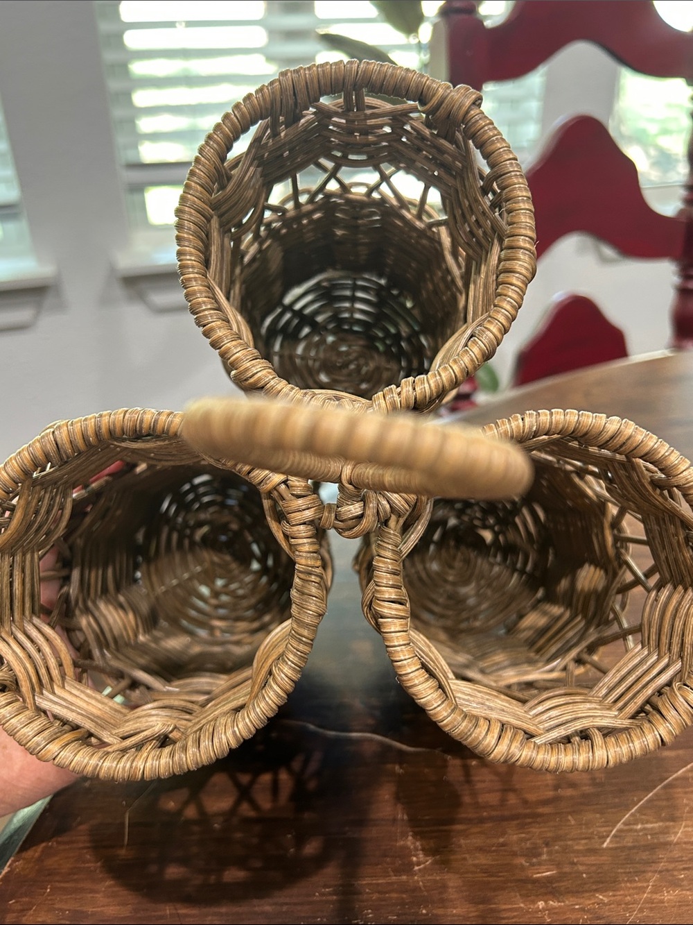 Rattan 3 Bottle Wine Holder/Utensil Caddy - Picture 4 of 5